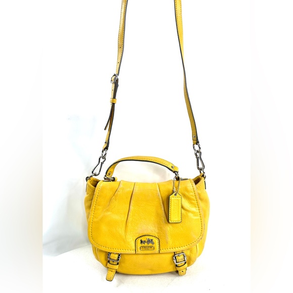 COACH Madison Annabelle 21223 Yellow Leather Small Crossbody Bag Belted Rare - Picture 1 of 14